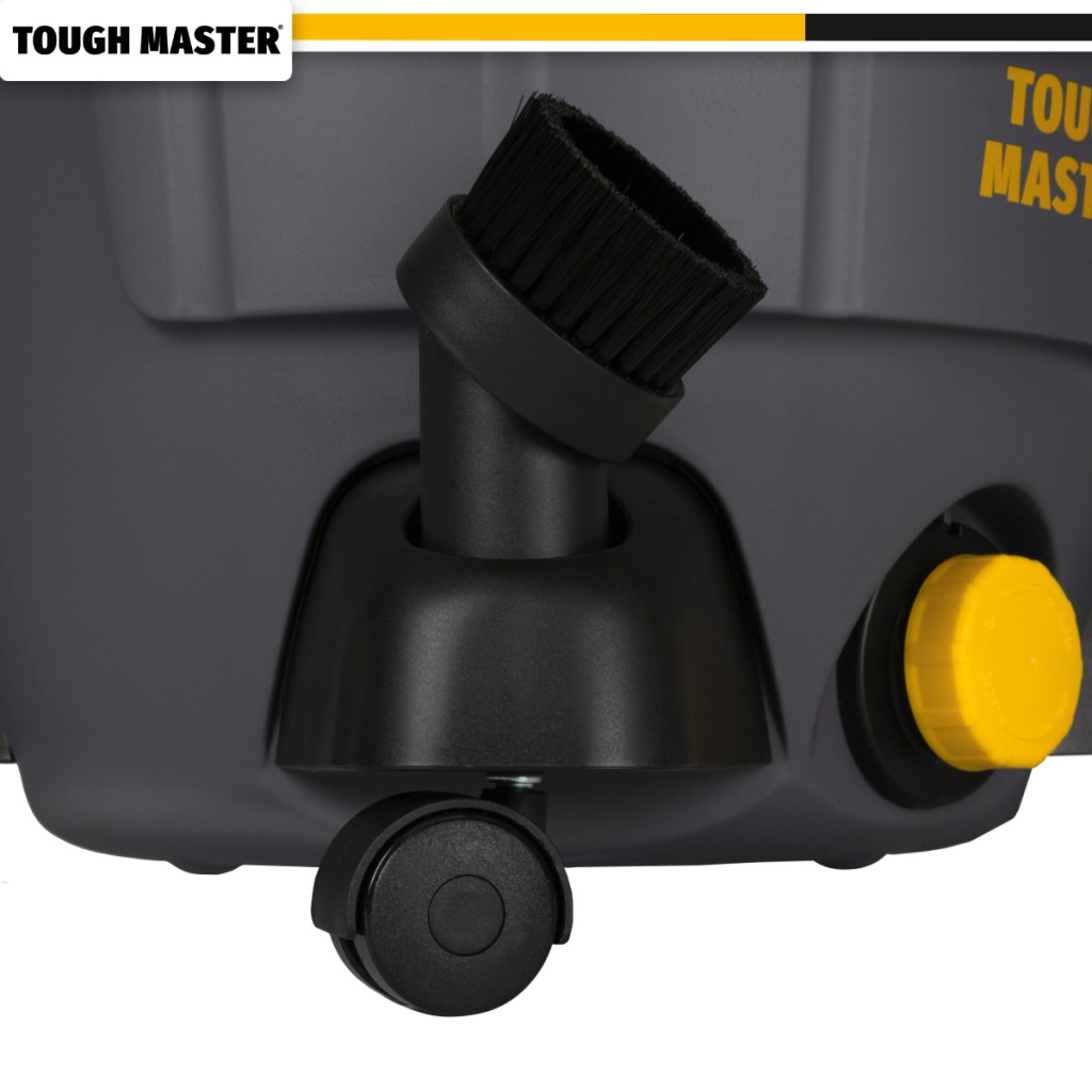 The Tough Master® TM-VC35P Wet & Dry Vacuum has handy in-built storage for its four cleaning attachments.