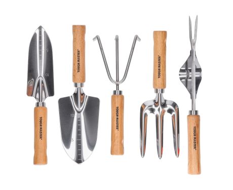 TOUGH MASTER® Garden Tool Set Gardening Set with Trowel, Transplanter, Cultivator, Weeder & Weeding Fork - 5 Pieces (TM-GTS5)