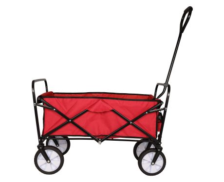 TOUGH MASTER Folding Wagon Home Garden Cart Trolley 600D Polyester in Red with 70kg Capacity (TM-FWC70)