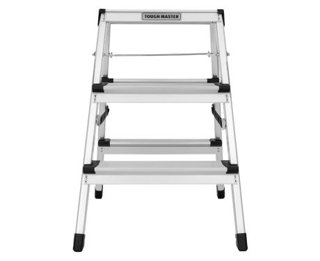 TOUGH MASTER Folding Step Ladder Double-Sided 3 Step Aluminium Step Stool with Anti-Slip Feet | TM-FSS3