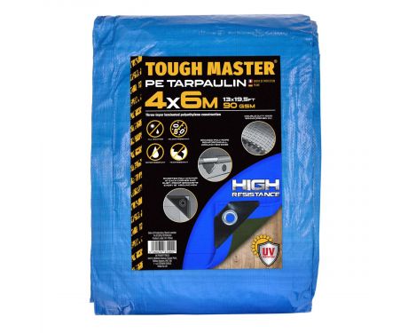 TOUGH MASTER® Water Resistant Tarpaulin 4m x 6m Blue / Green tarpaulin sheet – durable, reinforced