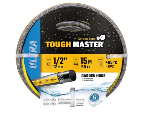 TOUGH MASTER® Garden Hose Pipe Reinforced 15m / 50ft 3 ply ½