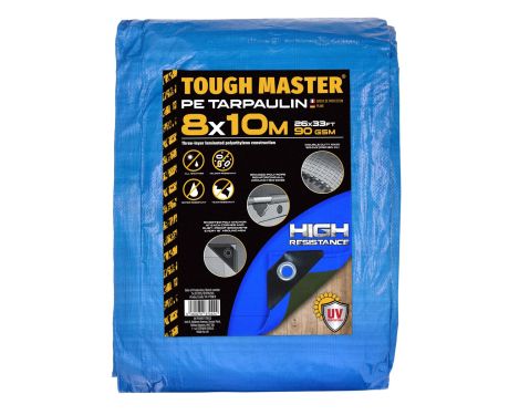 TOUGH MASTER® Water Resistant Tarpaulin 8m x 10m tarpaulin sheet – durable, reinforced