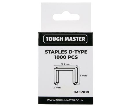 TOUGH MASTER® D-Type Staples 1000Pcs Replacement Staples for Heavy Duty Staple Gun Galvanised Steel - 8 Millimeters (TM-SND8)
