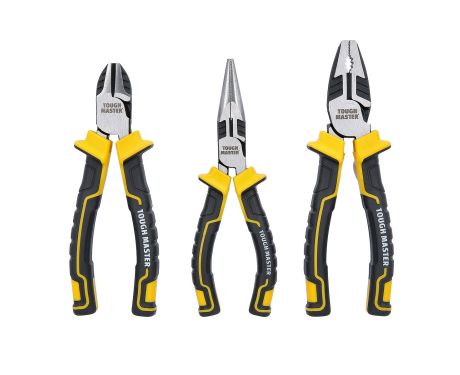 TOUGH MASTER® Pliers Set with 180cm Combination Plier, 160cm Diagonal Cutting Plier & 170cm Long Nose Plier - 3 Pieces (TM-PS766)