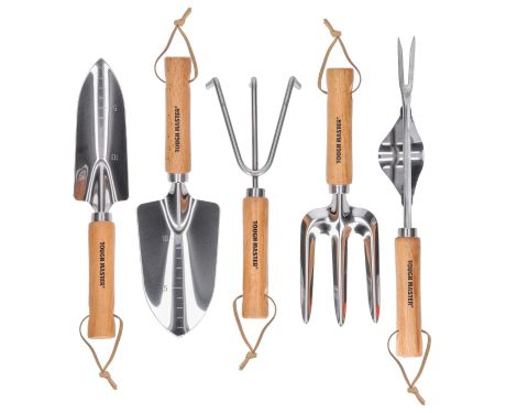 TOUGH MASTER® Garden Tool Set Gardening Set with Trowel, Transplanter, Cultivator, Weeder & Weeding Fork - 5 Pieces (TM-GTS5)