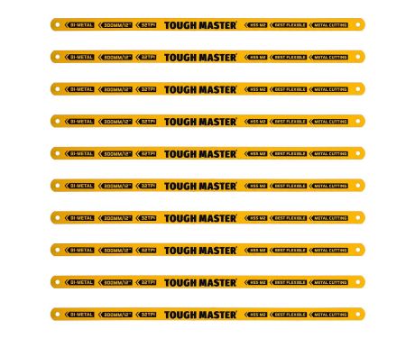 TOUGH MASTER® Hacksaw Blades 32 TPI Bi-Metal Blades for 300mm Hacksaw Frames - 10 Pieces (TM-HSB132)