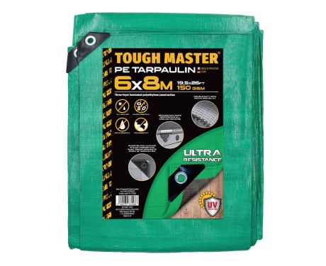 TOUGH MASTER® Water Resistant Tarpaulin 6m x 8m sheet – durable, reinforced