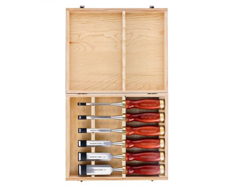 TOUGH MASTER® 6 piece Wood Chisel Set Wood Carving Chisel Set with Wooden Storage Case - 6 Pieces (TM-CS146W)