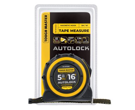 TOUGH MASTER® Tape Measure AUTOLOCK with 25mm Magnetic Blade Metric / Imperial - 5 Metres (TM-MT525A)