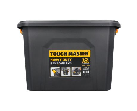 TOUGH MASTER® Storage Box Heavy Duty Stackable Plastic Box Chest Organiser for Tools, Toys, Camping Gear - 18 Litres (TM-UPT-4034)