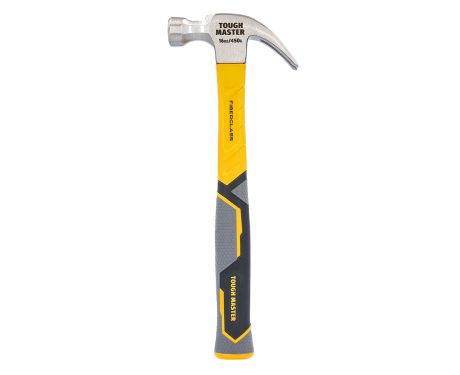 TOUGH MASTER® Claw Hammer Nail Puller Steel Curved Claw Framing Hammer in Yellow with Fiberglass Handle, Non-Slip Grip & Magnetic Holder - 16 Oz (TM-CCH16FM)