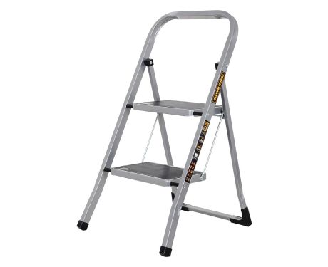 TOUGH MASTER® Steel Step Ladder Folding Step Stool with Handrail & Wide Platform - 2 Steps (TM-SSL2)