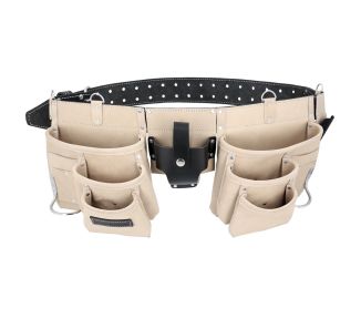 TOUGH MASTER® Suede Tool Pouch Belt Apron Multi Pocket with 2 Hammer Loops & Tape Holder - 1.6 Metres (TM-154SP)