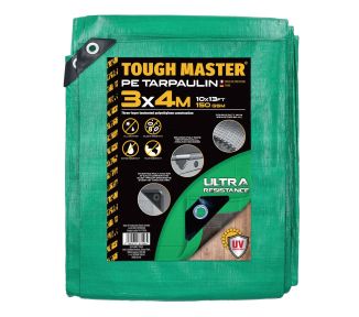 TOUGH MASTER® Water Resistant Tarpaulin 3m x 4m tarpaulin green/grey sheet – durable, reinforced