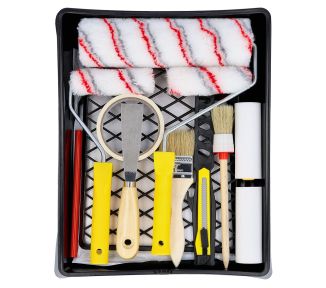 TOUGH MASTER® Paint Tool Set Professional Paint Roller and Tray Decorating Kit with Paint Brush Set, Paint Rollers for Walls and Ceilings - 17 Pieces (TM-PTS17)