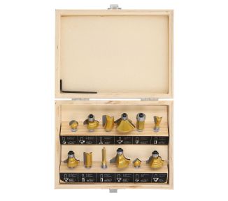 TOUGH MASTER® Router Bit Set TCT Tungsten Carbide Tipped ¼" Shank with case - 12 piece set (TM-RB12W)