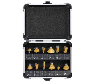 TOUGH MASTER® Router Bit Set TCT Tungsten Carbide Tipped ¼" Shank with case - 12 piece set (TM-RB12A)