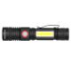 TOUGH MASTER® LED Rechargeable Flashlight 4 Mode Super Bright Pocket Torch, Zoomable Torch for Outdoor and Emergency with High Lumen COB Sidelight - 300 Lumens (TM-LMF300)