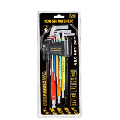 TOUGH MASTER® Hex Key Set Metric Ball End Allen Key Wrenches Long Arm Multi-Coloured with 1.5-10mm Hex Keys - 9 Pieces (TM-HKS9M)