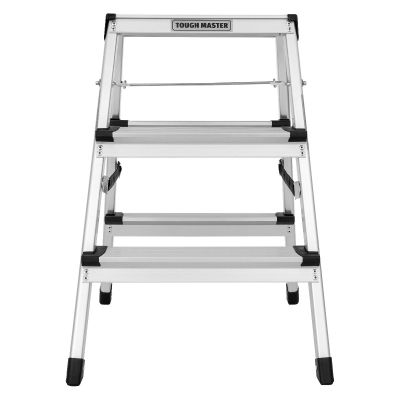 TOUGH MASTER Folding Step Ladder Double-Sided 3 Step Aluminium Step Stool with Anti-Slip Feet | TM-FSS3