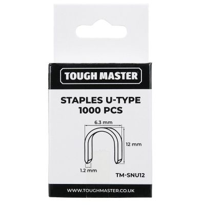 TOUGH MASTER® U-Type Staples 1000Pcs Replacement Staples for Heavy Duty Staple Gun Galvanised Steel - 12 Millimeters (TM-SNU12)