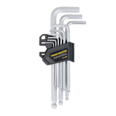 TOUGH MASTER® Industrial Hex Key Set Metric Ball End Metal Allen Key Wrenches - 9 Pieces (TM-HKS9)