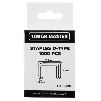TOUGH MASTER® D-Type Staples 1000Pcs Replacement Staples for Heavy Duty Staple Gun Galvanised Steel - 8 Millimeters (TM-SND8)