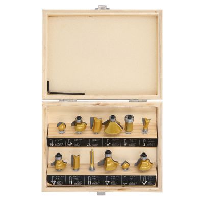 TOUGH MASTER® Router Bit Set TCT Tungsten Carbide Tipped ¼" Shank with case - 12 piece set (TM-RB12W)