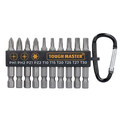 TOUGH MASTER Screwdriver Bit Carabiner Set 10pcs with 1/4" Universal Hex Shank | TM-SDB10