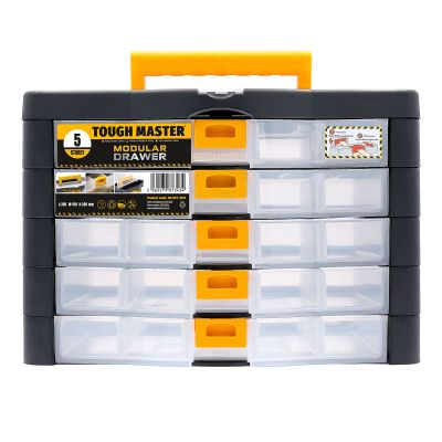 TOUGH MASTER® Small Parts Drawer Organiser Multi Drawer Carry Case 5 Drawers & Handle