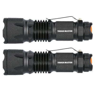 TOUGH MASTER® Rechargeable USB Torches 1200mAh Handheld Flashlights, Pocket-Size Zoomable Torches, Water-Resistant with Ultra Bright LED & Adjustable Focus (2 Pack) - 800 Lumens (TM-LTF402S)