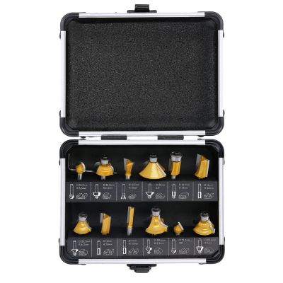 TOUGH MASTER® Router Bit Set TCT Tungsten Carbide Tipped ¼" Shank with case - 12 piece set (TM-RB12A)