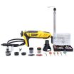 1 x rotary tool
1 x flexible shaft
1 x stand
1 x tile drill guide
1 x auxiliary handle
3 x collets (1 x 3.2mm, 1 x 2.4mm, 1 x 1.6mm)
6 x sanding bands (12.7 x 12.7mm)
6 x sanding bands (6.3 x 12.7mm)
10 x grinding wheels with shank (ø3.2mm)
1 x mandrel for cut-off wheels (ø3.2mm)
1 x mandrel for felt wheel
2 x sanding shanks: 6.3 x 12.7mm, 12.7 x 12.7mm
1 x whet stone
1 x wrench
36 x cut-off wheels regular (24 x 0.4mm)
40 x sanding paper
2 x felt wheels (25.3 x 6.3mm)
2 x felt wheels (12.7 x 6.3mm)
1 x HSS cutters: Ø3.2 mm
7 x diamond bits: Ø3.2 mm
3 x drill bits (1 x 1.6mm, 1 x 2.3mm, 1 x 3.2mm)
2 x brushes: Ø3.2 mm
1 x wool polishing wheel: Ø3.2 mm
1 x hex key
1 x transparent shield
1 x carry case Comes with